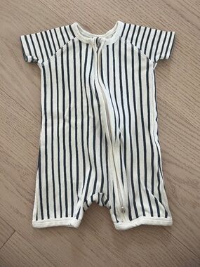 Pehr Organic Cotton Striped Zip Romper 3–6M